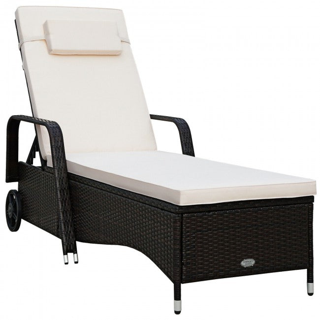 Outdoor Cushioned Recliner with Adjustable Backrest