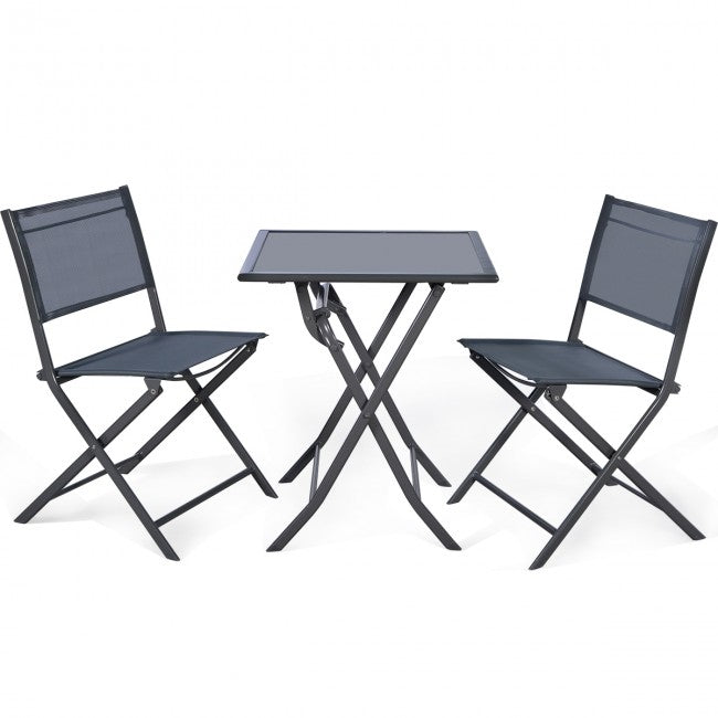 3 Pieces Bistro Set Garden Backyard Table Chairs Furniture Set