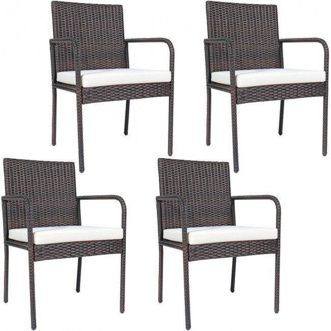 4 Pieces Rattan Outdoor Bistro set Dining Chairs and Table