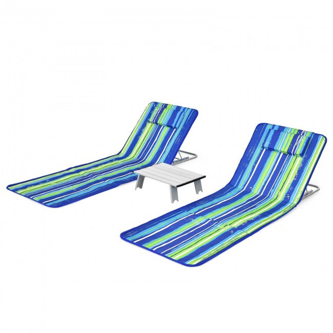 3 Pieces Beach Lounge Chair Mat