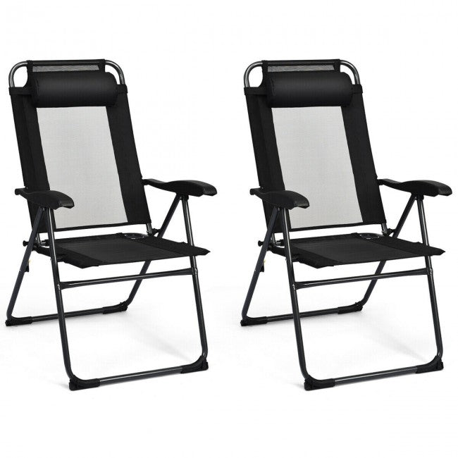 2 Pieces Patio Folding Recliner Chairs