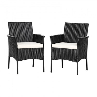 2 pieces Patio Wicker Chairs with Cozy Seat Cushions