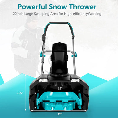 40V Cordless Snow Blower 20 Inch Snow Thrower with Dual LED Lights and 2 Battery for Yard Driveway