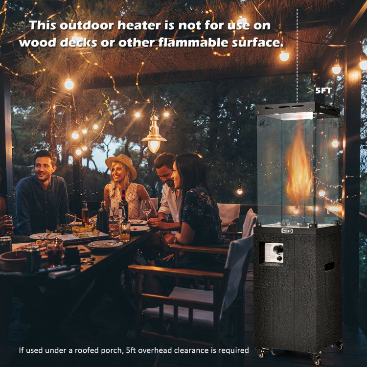 41000 BTU Outdoor Propane Gas Heater with Waterproof Cover and Lockable Wheels