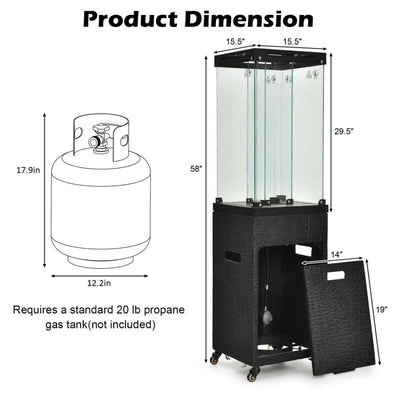 41000 BTU Outdoor Propane Gas Heater with Waterproof Cover and Lockable Wheels