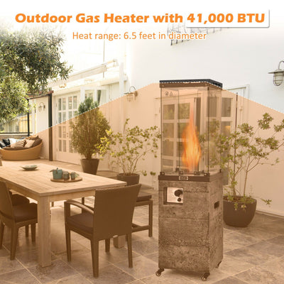 41000 BTU Outdoor Propane Gas Heater with Waterproof Cover and Lockable Wheels