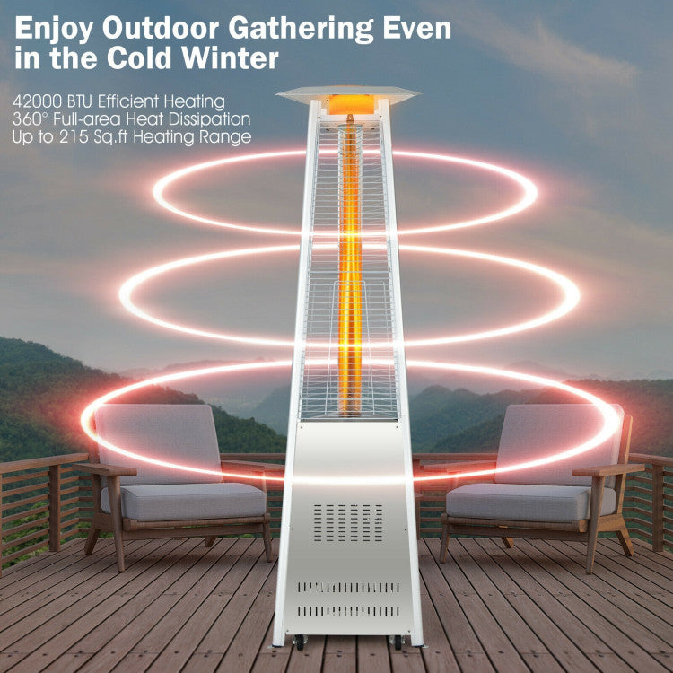 42000 BTU Outdoor Stainless Steel Pyramid Propane Heater With Ignition System and Wheels