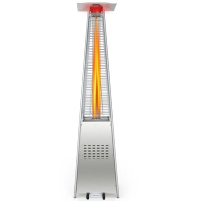 42000 BTU Portable Pyramid Stainless Steel Propane Patio Heater with Ignition System and Wheels