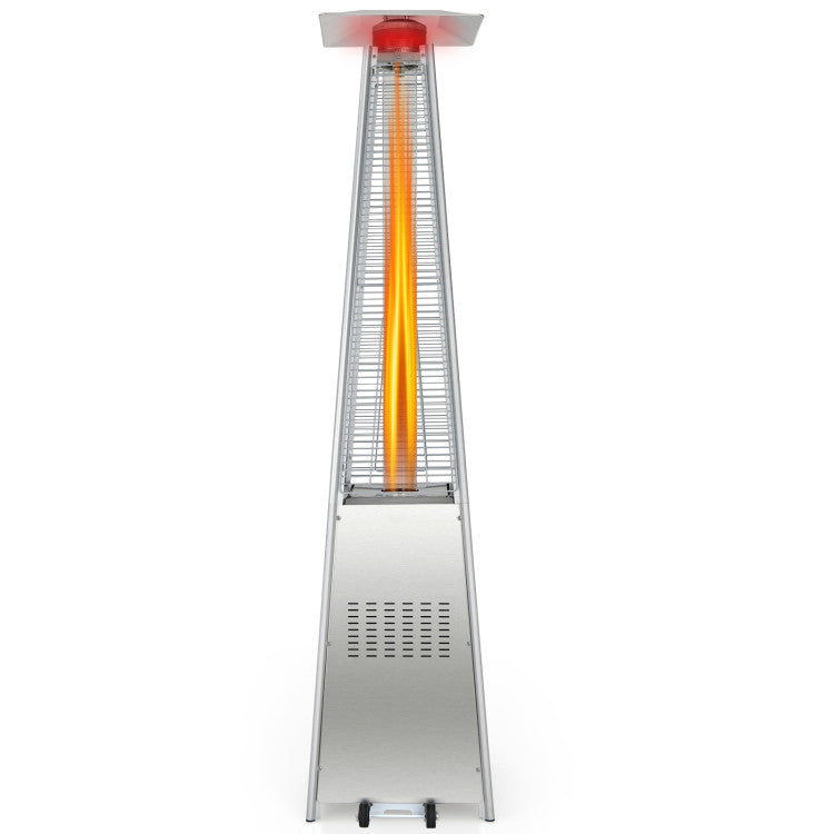 42000 BTU Portable Pyramid Stainless Steel Propane Patio Heater with Ignition System and Wheels