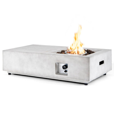 48 Inch Outdoor Rectangle Propane Gas Fire Pit Table 40000 BTU Deck Firepit with Protective Cover and Lava Rocks