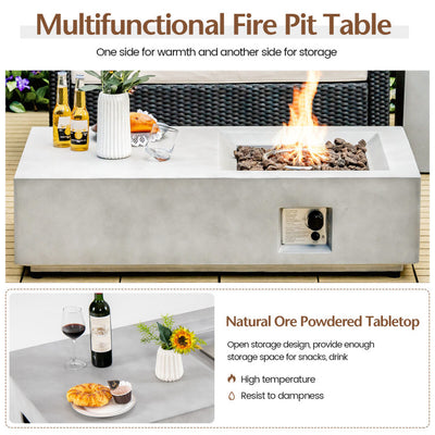 48 Inch Outdoor Rectangle Propane Gas Fire Pit Table 40000 BTU Deck Firepit with Protective Cover and Lava Rocks