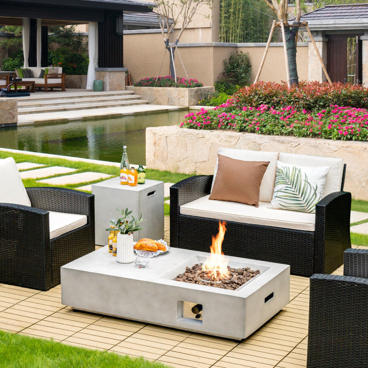 48 Inch Outdoor Rectangle Propane Gas Fire Pit Table 40000 BTU Deck Firepit with Protective Cover and Lava Rocks