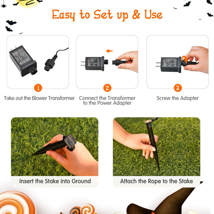 4 Feet Halloween Inflatable Pumpkin with Build-in LED Light and Transformer