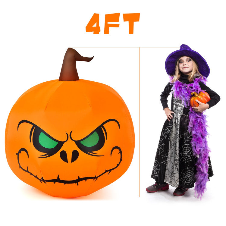 4 Feet Halloween Inflatable Pumpkin with Build-in LED Light and Transformer