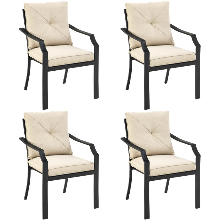 Outdoor Dining Set Patio Bistro Chairs with Removable Cushions and Rustproof Steel Frame