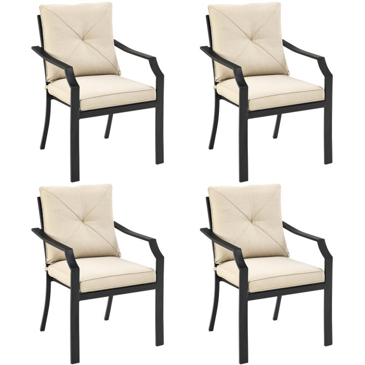 Outdoor Dining Set Patio Bistro Chairs with Removable Cushions and Rustproof Steel Frame