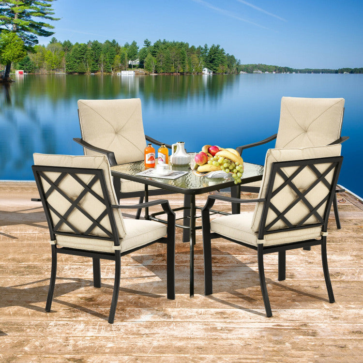 Outdoor Dining Set Patio Bistro Chairs with Removable Cushions and Rustproof Steel Frame