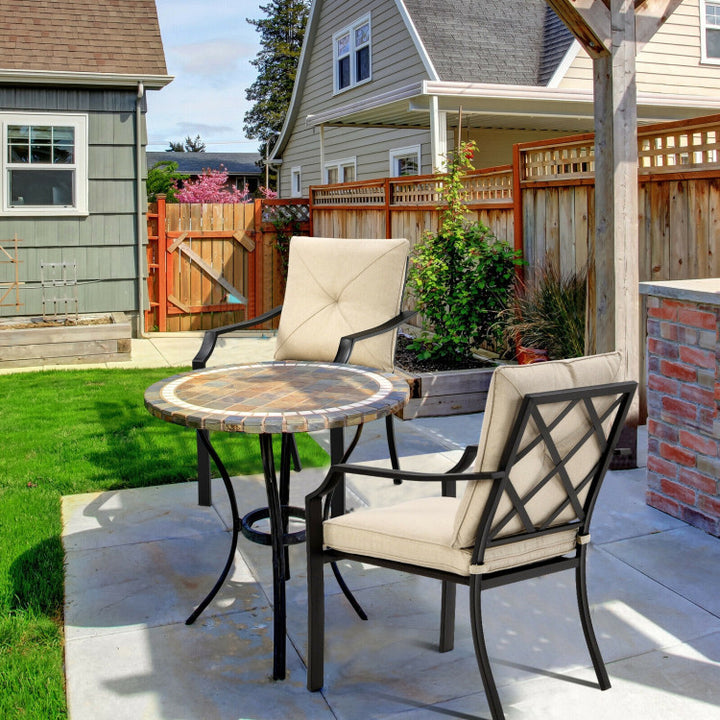 Outdoor Dining Set Patio Bistro Chairs with Removable Cushions and Rustproof Steel Frame