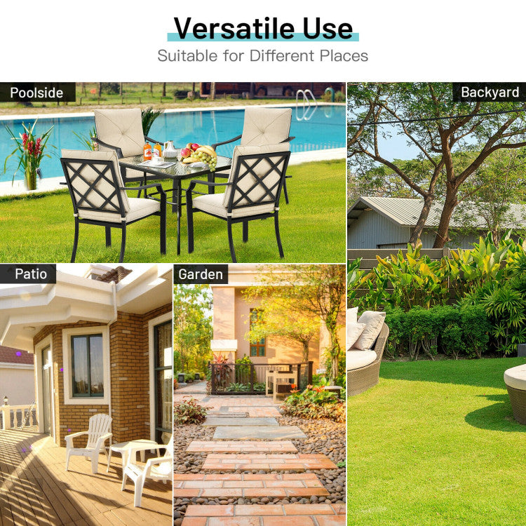 Outdoor Dining Set Patio Bistro Chairs with Removable Cushions and Rustproof Steel Frame