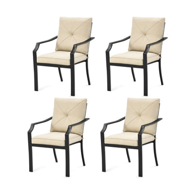 4 Pieces Outdoor Dining Set Patio Bistro Chairs with Removable Cushions and Rustproof Steel Frame