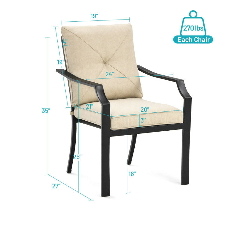 Outdoor Dining Set Patio Bistro Chairs with Removable Cushions and Rustproof Steel Frame