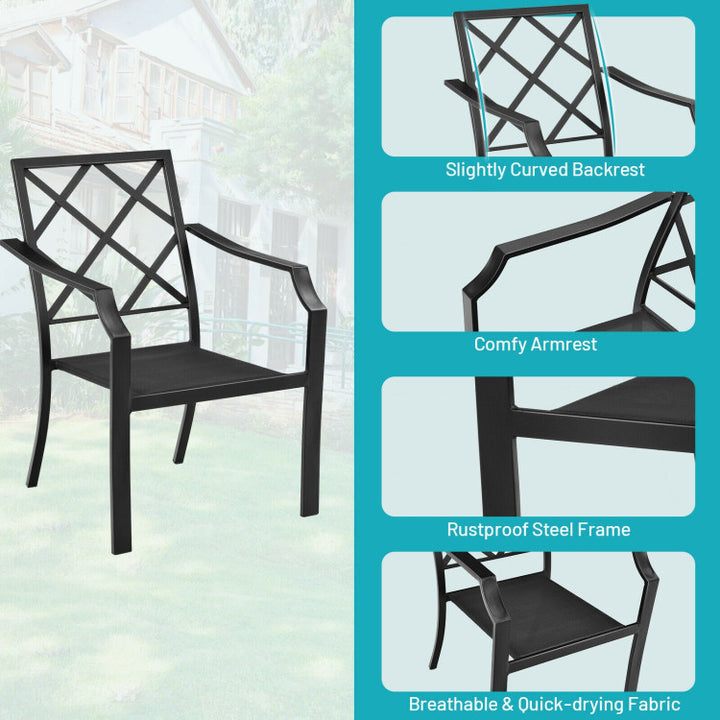Outdoor Dining Set Patio Bistro Chairs with Removable Cushions and Rustproof Steel Frame