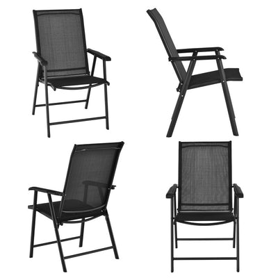 4 Pieces Outdoor Folding Textilene Chair Set Portable Patio Dining Chairs Sling Chair with Armrest for Camping Poolside Beach