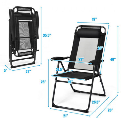 2 Pieces Patio Folding Recliner Chairs