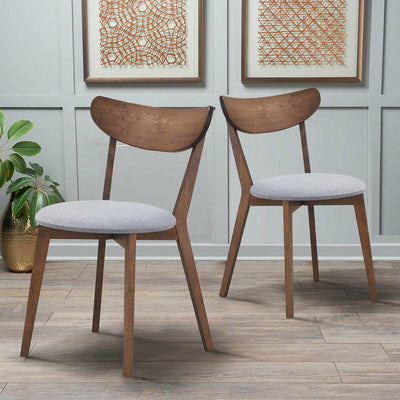 Set of 2 Dining Chair Upholstered Curved Back Side