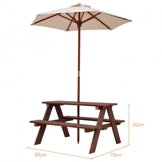 4-Seat Outdoor Picnic Table Bench with Umbrella