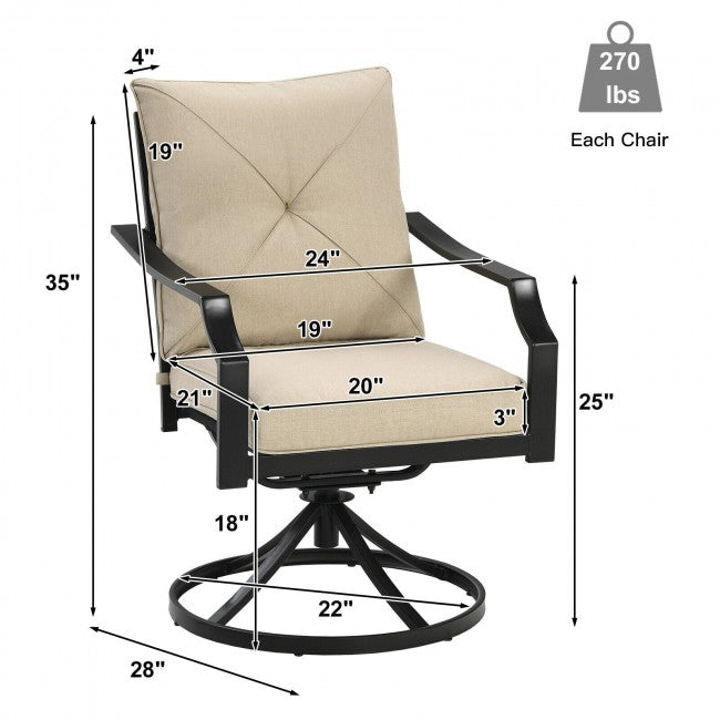 Set of 2 Patio Swivel Dining Chairs with Cushions