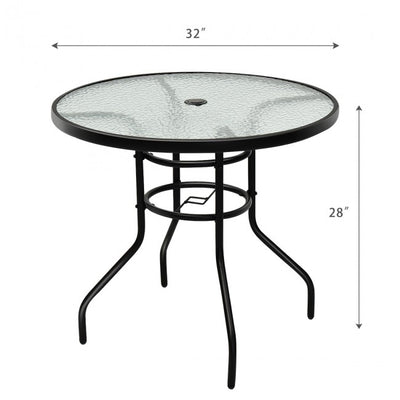 32 Inch Tempered Glass Patio Round Table