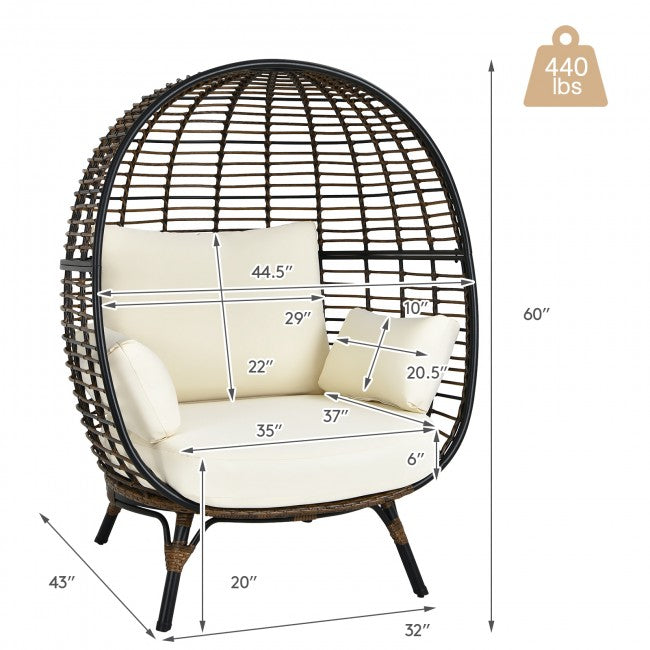 Oversized Outdoor Patio Rattan Egg Chair Wicker Lounge Chair Basket Chair with 4 Cushions