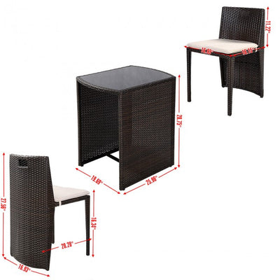 3 Pcs Patio Wicker Table and Chair Set