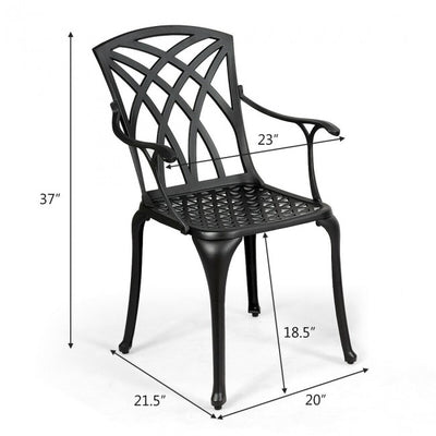 2 Pieces Durable Aluminum Dining Chairs Set with Armrest