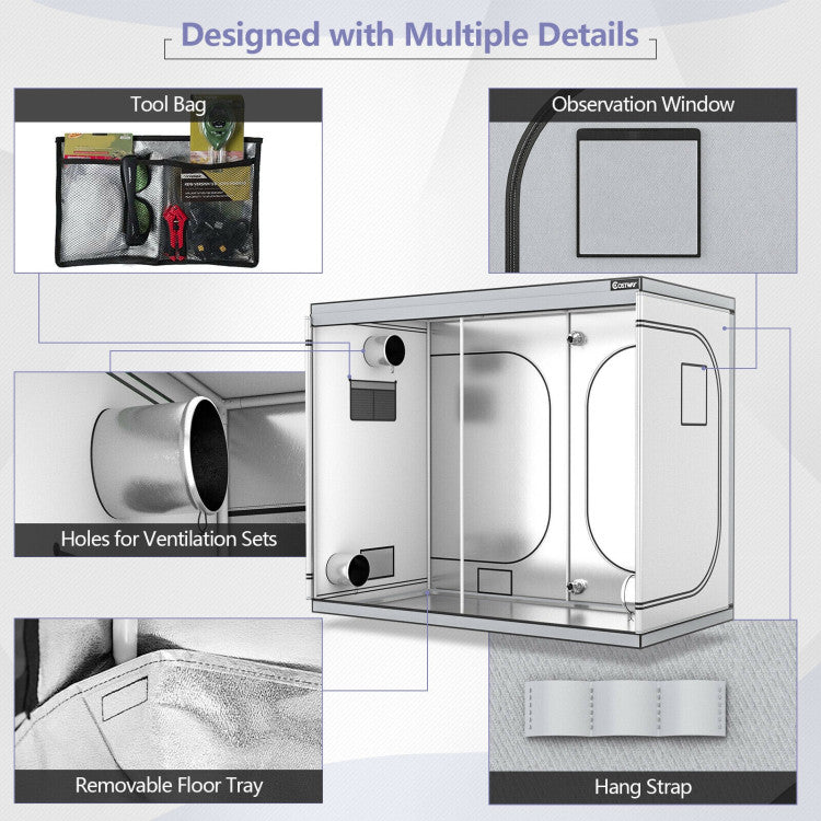 4 x 8 FT Plant-Growing Tent with Removable Floor Tray and Storage Bag