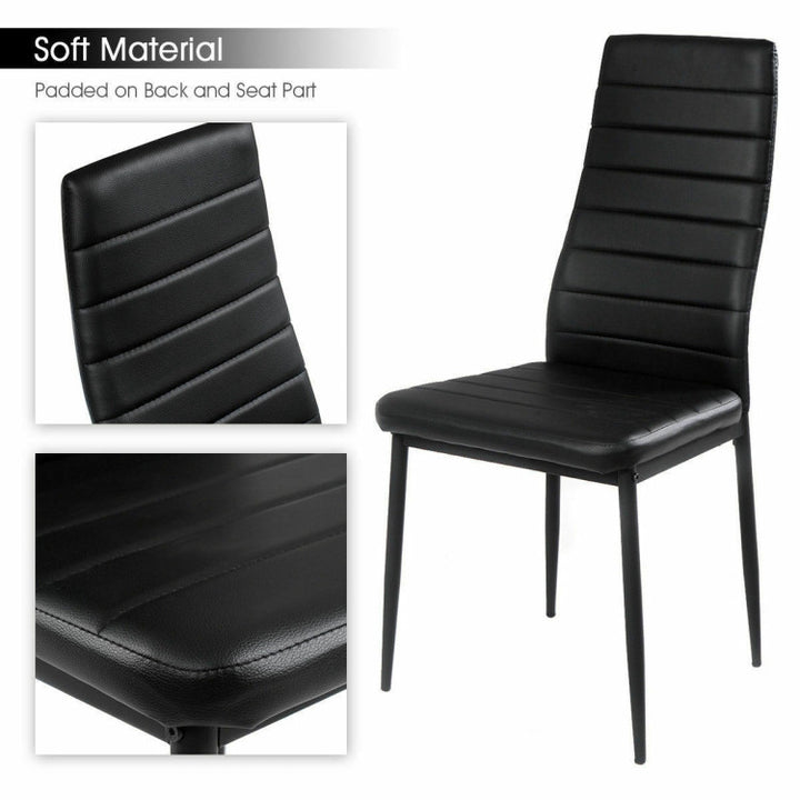 5-Piece Dining Table and Chair Set Kitchen Dining Room Table Set with Glass Tabletop and Metal Frame Chairs