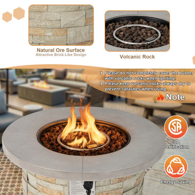 50000 BTU Outdoor 2-in-1 Propane Gas Fire Pit Table 36 Inch Fireplace with Lava Rock and PVC Cover