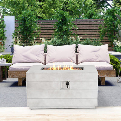 50000BTU Outdoor 40 Inch Round Propane Gas Fire Pit Table 2-in-1 Fireplace with Laval Rock PVC Cover