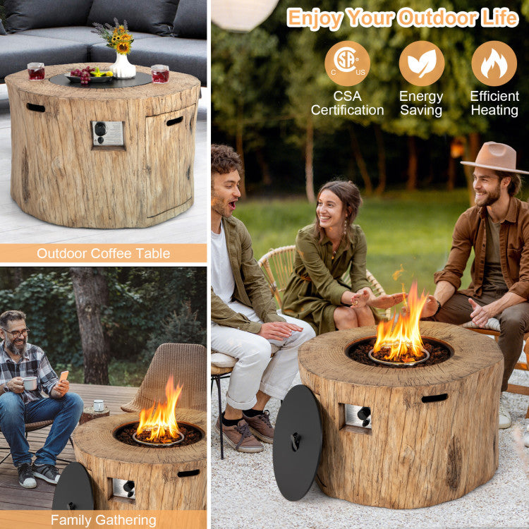 50000 BTU Outdoor Propane Gas Fire Pit Table 2-in-1 Patio Fireplace with Laval Rock PVC Cover