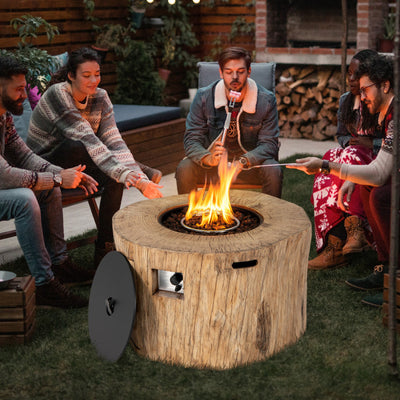 50000 BTU Outdoor Propane Gas Fire Pit Table 2-in-1 Patio Fireplace with Laval Rock PVC Cover