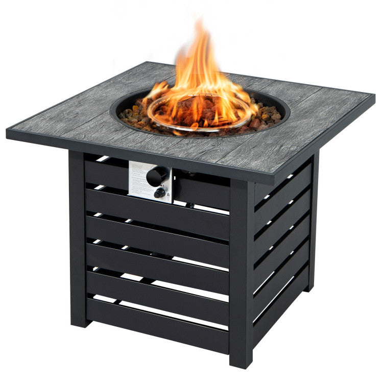 50000 BTU Outdoor Square Propane Gas Fire Pit Table with Waterproof Cover Lava Rocks