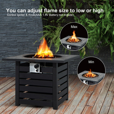 50000 BTU Outdoor Square Propane Gas Fire Pit Table with Waterproof Cover Lava Rocks