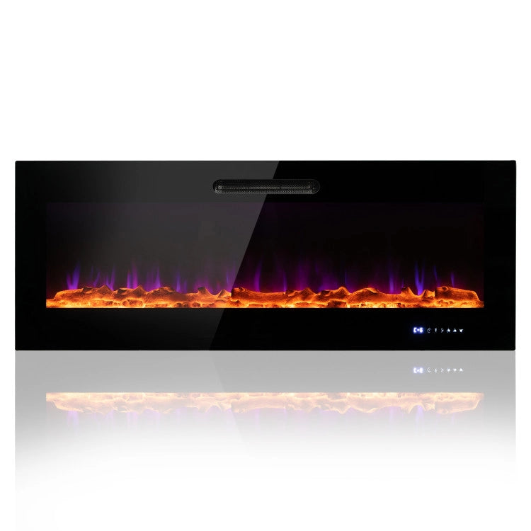 50/60 Inch Wall Mounted Recessed Electric Fireplace Heater with Remote Control and Touch Screen