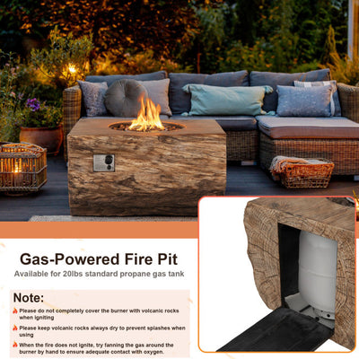 50000 BTU Outdoor 2-in-1 Fire Pit Table 40 Inch Rectangle Propane Fireplace with Lava Rock PVC Cover