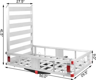 50" x 29.5" Aluminum Cargo Carrier 500 lbs Hitch-Mounted Wheelchair Scooter Mobility Carrier Medical Lift Rack Ramp