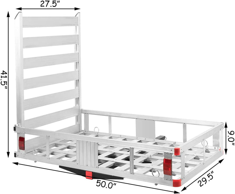 50" x 29.5" Aluminum Cargo Carrier 500 lbs Hitch-Mounted Wheelchair Scooter Mobility Carrier Medical Lift Rack Ramp