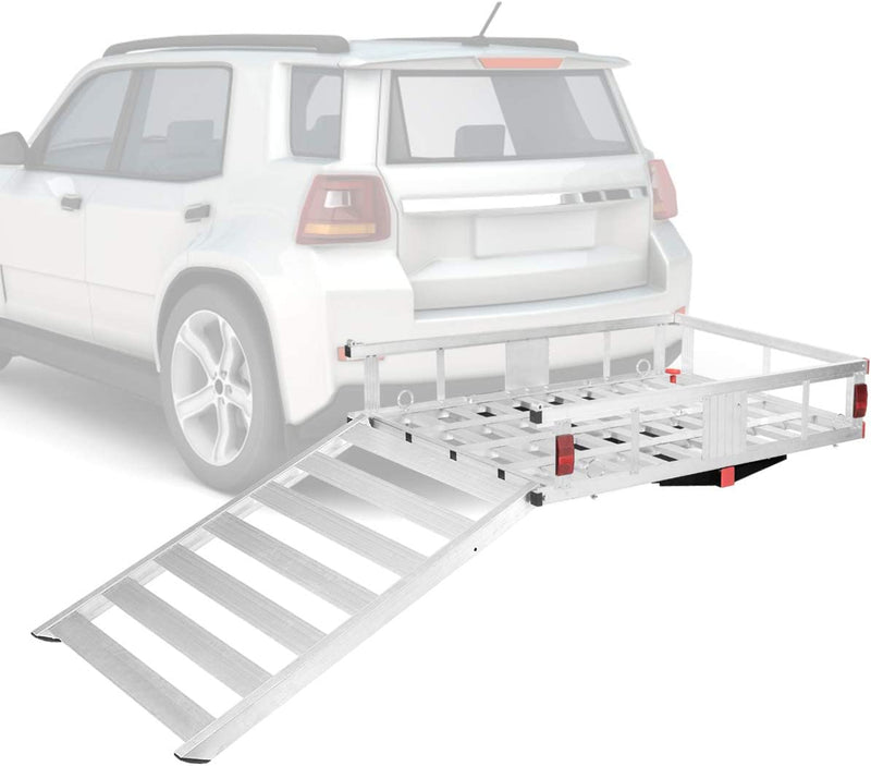 50" x 29.5" Aluminum Cargo Carrier 500 lbs Hitch-Mounted Wheelchair Scooter Mobility Carrier Medical Lift Rack Ramp