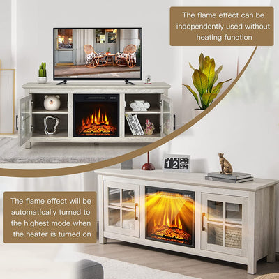 58 Inches Fireplace TV Stand Console Table with Remote Control and Adjustable Shelves for TVs up to 65 Inches