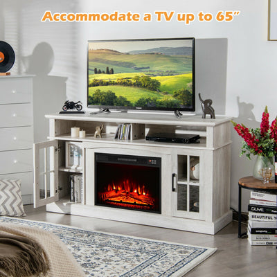 58 Inches TV Console Stand with 23" 1400W Electric Fireplace Insert and Remote Control